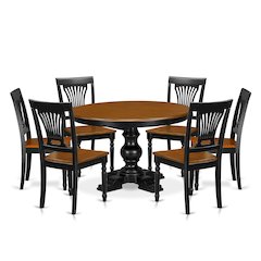 7-Piece Kitchen Room Set, Black & Cherry