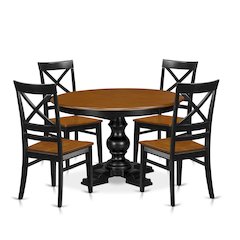 5-Piece Dining Table Set, Black & Cherry