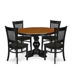 5-Piece Dining Room Set, Black & Cherry