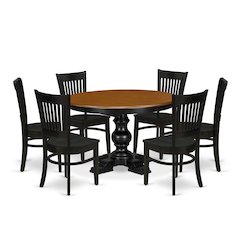 5-Piece Mid-Century Dining Set, Black & Cherry