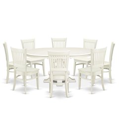 9-Piece Kitchen Dining Table Set, Linen White