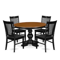 5-Piece Mid-Century Dinner Set, Black & Cherry