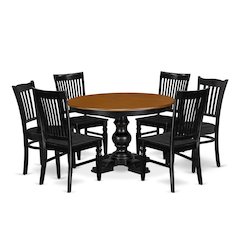 7-Piece Dining Room Set, Black & Cherry
