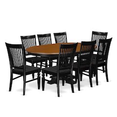 9-Piece Dining Table Set, Black & Cherry