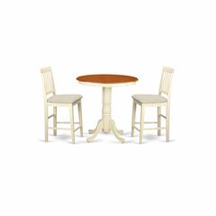 EDVN3-WHI-C 3 Pcpub Table set - high top Table and 2 dinette Chairs.