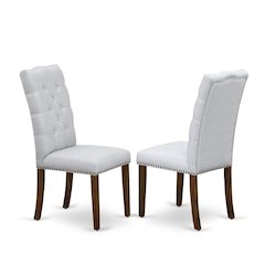 Upholstered Parsons Dining Chair with Walnut Legs for Kitchen or Dining Room, Set of 2