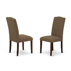 Upholstered Parsons Dining Chair with Wood Frame for Dining Room, Mahogany, Set of 2