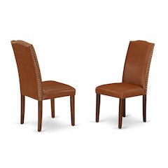 Upholstered Parsons Dining Chair with High Back, Mahogany, Set of 2