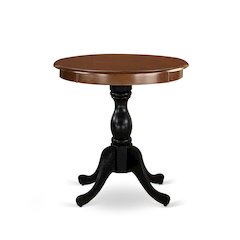 East West Furniture Eden 30" Round Dining Table for Small Space - Mahogany Top & Black Pedestal