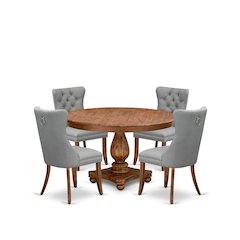 5-Pc Modern Dining Set Consist A Kitchen Table And 4 Light Gray Parsons Chairs