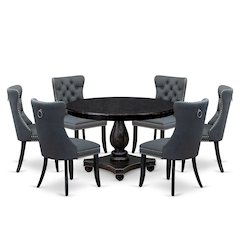 7-Piece Dining Table Set In Platinum Gray Color