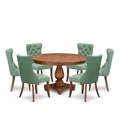 7-Piece Kitchen Table A Dining Table And 6 Willow Green Kitchen Chairs