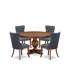 5-Piece Dining Table A Kitchen Table And 4 Platinum Gray Dining Room Chairs