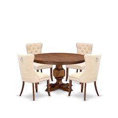 5-Piece Dining Room Set In Light Beige Color