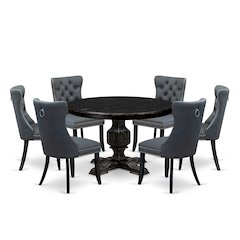 7-Piece Kitchen Table Set In Platinum Gray Color