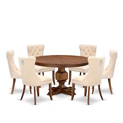 7-Piece Modern Dining Set In Light Beige Color