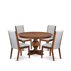 5-Pc Dining Room Table Set Consist Of A Kitchen Table, 4 Grey Parsons Chairs