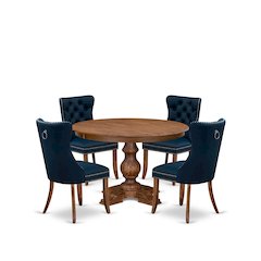 5-Piece Dining Table Set In Navy Blue Color