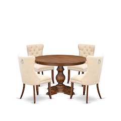 5-Piece Kitchen Table Set In Light Beige Color