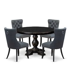 5-Piece Modern Dining Table Set In Platinum Gray Color