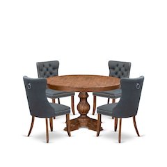 5-Piece Dining Table Set Of A Kitchen Table, 4 Platinum Gray Dining Chairs