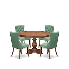 5-Piece Modern Dining Set Include A Dining Table And 4 Willow Green Chairs