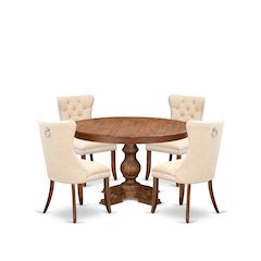 5-Piece Kitchen Table Set In Light Beige Color