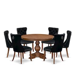 7-Piece Dining Table Set In Black Color