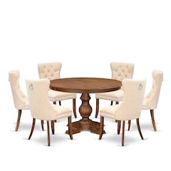 7-Piece Modern Dining Set In Light Beige Color