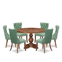 7-Piece Dining Table Set Include A Dining Table And 6 Willow Green Dining Chairs