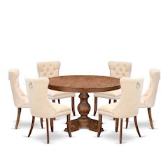 7-Piece Dining Set In Light Beige Color