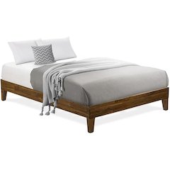 NVP-22-F Full Size Bed Frame with 4 Hardwood Legs and 2 Extra Center Legs - Walnut Finish