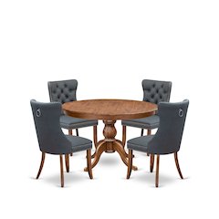 5-Piece Dining Table Set Of A Kitchen Table, 4 Platinum Gray Kitchen Chairs