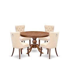 5-Piece Dining Table Set In Light Beige Color
