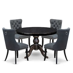 5-Piece Dining Table Set In Platinum Gray Color