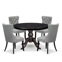 5 Piece Dining Table Set Consists Of 48" Round Table In Light Gray Color