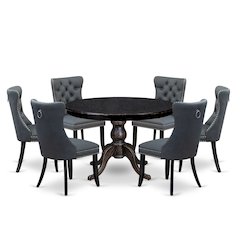 7-Piece Dining Room Set In Platinum Gray Color