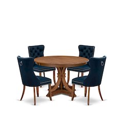 5-Piece Modern Dining Set In Navy Blue Color