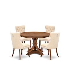 5-Piece Kitchen Table Set In Light Beige Color