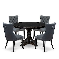 5-Piece Modern Dining Set In Platinum Gray Color