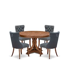 5-Piece Dining Table Set Of A Kitchen Table, 4 Platinum Gray Dining Room Chairs