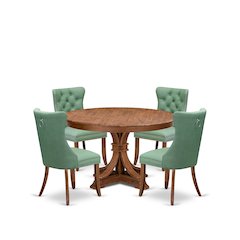 5-Pc Kitchen Table Set Consist A Kitchen Table And 4 Willow Green Parsons Chairs
