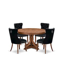 5-Piece Modern Dining Table Set In Black Color
