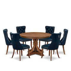 7-Piece Kitchen Table Set In Navy Blue Color