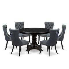 7-Piece Kitchen Table Set In Platinum Gray Color