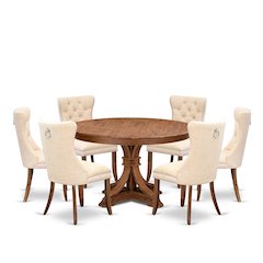 7-Piece Kitchen Table Set In Light Beige Color