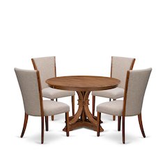 5 Piece Dining Set For 4 Includes 48" Round Table In Light Tan Color