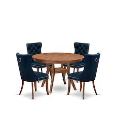 5-Piece Dining Room Set In Navy Blue Color