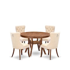5-Piece Dining Table Set In Light Beige Color
