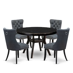 5-Piece Mid Century Kitchen Set In Platinum Gray Color